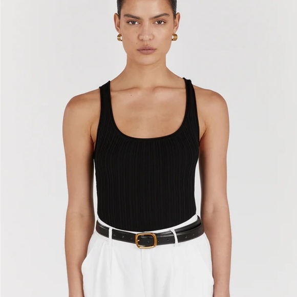 DISSH Bella Black Knit Tank Top Pleated Size XL NWT Old Money Minimalist - Picture 1 of 8